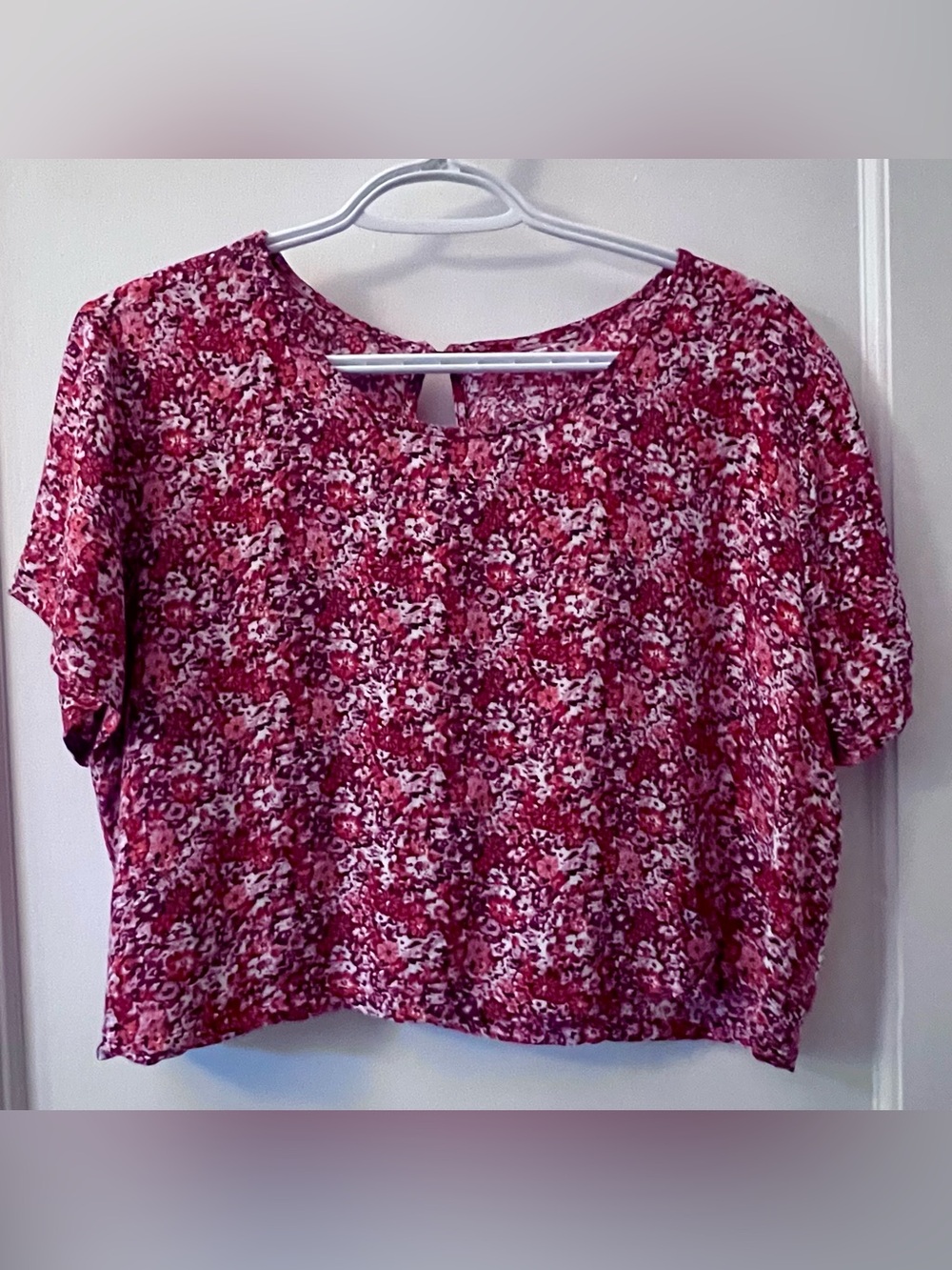 Cottagecore cropped Floral Short Sleeve Blouse